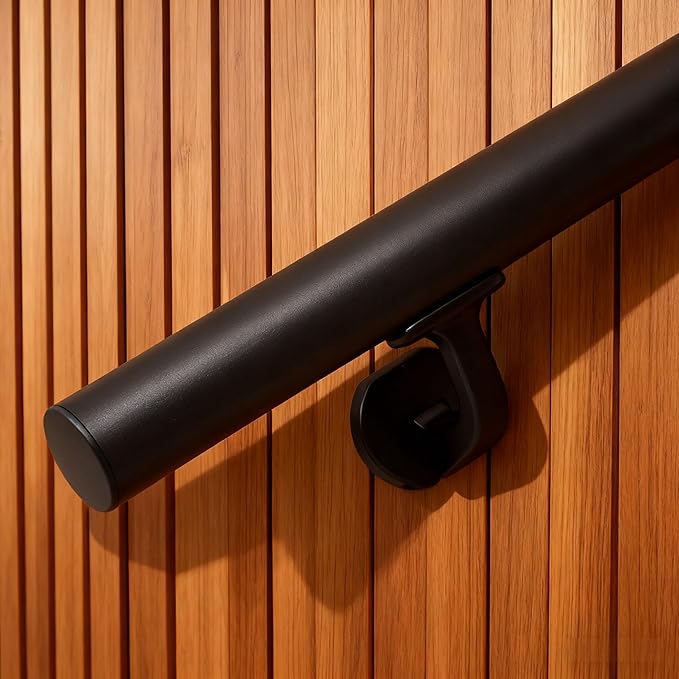 3FT Handrails for Indoor Stairs,Deck,Slope,Modern Aluminum Handrail Set, Wall Mounted, with Zink-Alloy Brackets Aluminium Railing System,Rust Free. (Matte Black, 3 FT)