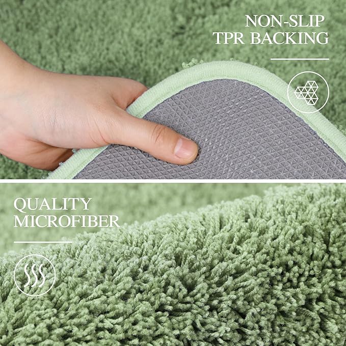 Walensee Large Bathroom Rug (24 x 36, Sage Green) Extra Soft and Absorbent Shaggy Bath Mat Machine Washable Microfiber Non Slip Luxury Floor Mat