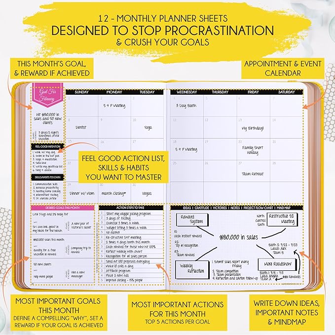 Deluxe 2026 Planner Weekly and Monthly | Law of Attraction Planner with Productivity App | 12-Month for Productivity, Gratitude & Goal Setting | Includes Foldable Vision Board, Gift Box & Stickers