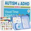 5-in-1 Visual Timer and Schedule Planner for Kids with ADHD & Autism – Learning Materials Bundle, Task Timer with Chore Chart Board for Kids, Sensory Products for Home, School (100+ Cards)