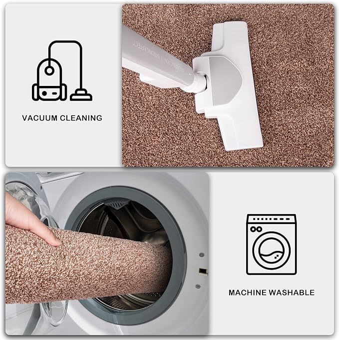 PURRUGS Dirt Trapping Door Mat 24" x 59", Non-Slip Machine Washable Entry Rug, Shoe Scraper, Dog Doormat, Super Absorbent Welcome Mat for Front & Back Door, Muddy Shoes & Paws, Brown-Light Cream