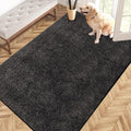 PURRUGS Easy Care Area Rug 4ft x 6ft, Non-Slip Machine Washable Entryway Rug, Dog Door Mat, Stain Resistant Accent Rug for Hallway, Living Room, Bedroom and Mudroom, Charcoal