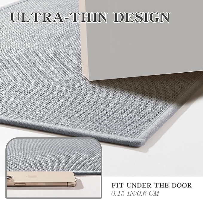 chakme Bathroom Rugs Mat 47x25, Ultra Thin Non Slip Bath Mat Large Quick Dry Absorbent Bath Mat for Bathroom Floor, (Light Grey, 47"x25")