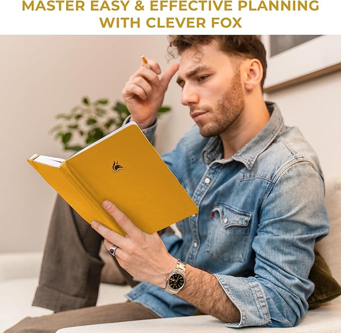 Clever Fox Dated Planner Premium 2026 – Weekly Agenda for Planning & Time Management –Notebook with Habit Tracker & To-do List (Amber Yellow)