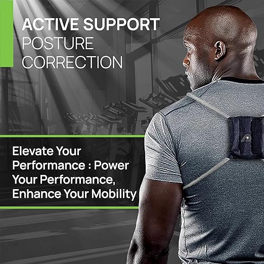 PRIMEKINETIX PostureMedic Dynamic Posture Corrector - Active Resistance Training System for Upper Back Strengthening & Shoulder Alignment - Stretches Chest, Strengthens Back - Doctor Recommended - Size L (Silver)