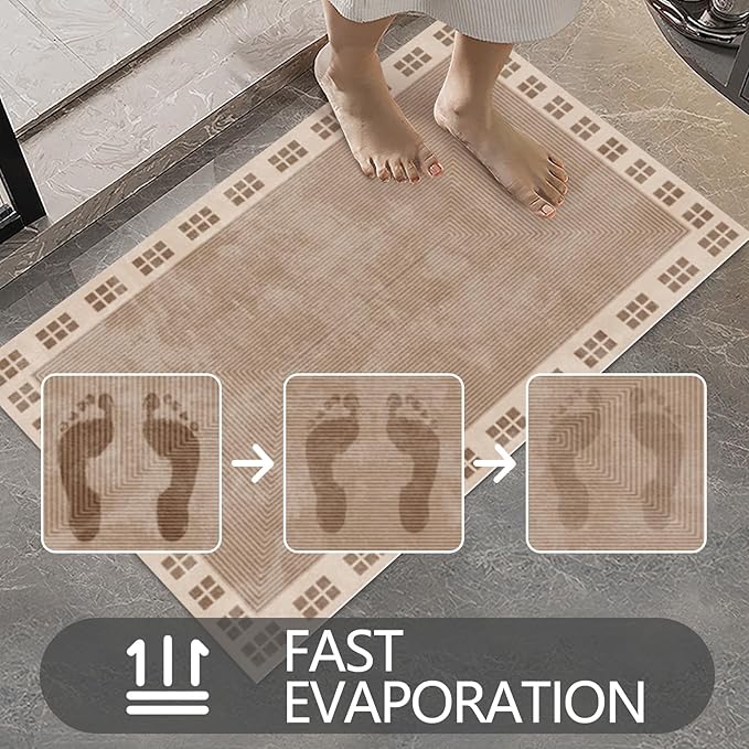 Ultra Thin Door Mat Indoor Entrance, 1/10 in Thin Door Mats for Inside Entry, Non-Slip Rubber Backing Washable Doormat, Fade Resistant, Absorbent, Low Profile Dirt Trapper, 30"X17"