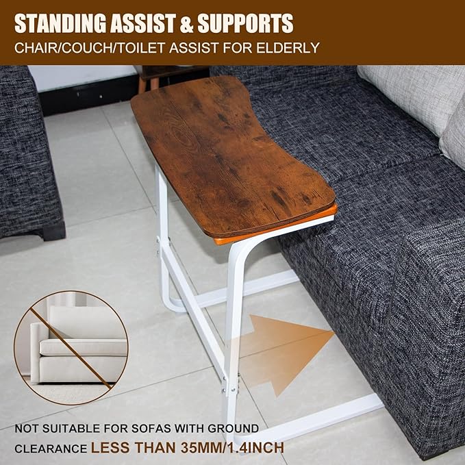 Couch Stand Assist with Detachable Tray - Chair Lift Assist Devices for Seniors, Multifunctional Sitting and Standing Aid with Real Wood Handle, Heavy-Duty Square Metal Frame
