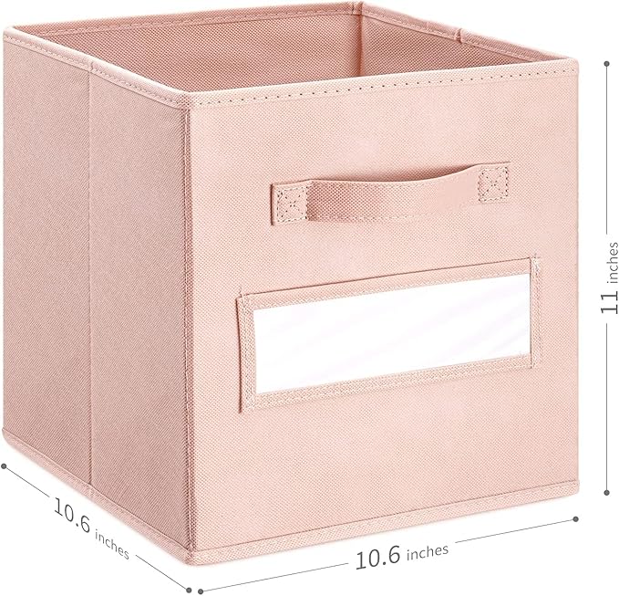 artsdi Fabric storage cubes (Set of 8) 11 Inch Cube Storage Bin, Cube storage with 8 Labels Window Cards & a Pen, Foldable cube organizer bins,11x11 Storage bin, Cubby Organizer Boxes, Pink