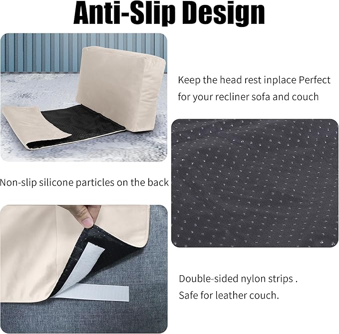 Recliner Headrest Pillow, Versatile Neck Support Cushion with Velvet Cover for Adults, Ideal Accessory for Chair, Couch, Office, Bed, Lumbar Pain Relief, Travel, Lounging, Cream
