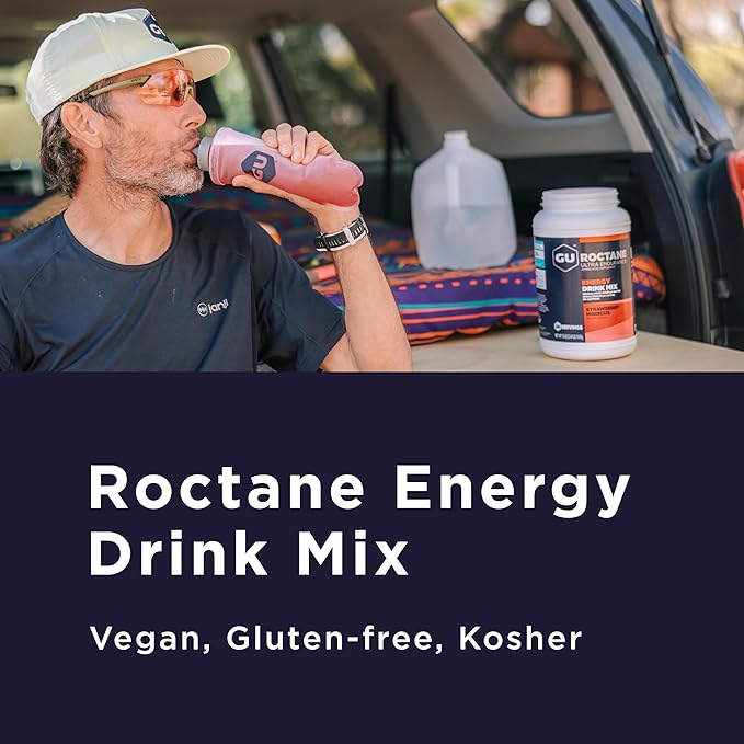 GU Energy Roctane Ultra Endurance Energy Drink Mix, Vegan, Gluten-Free, Kosher,Caffeine-Free, and Dairy-Free n-the-Go Energy for Any Workout, 3.44-Pound Jar, Lemon Berry