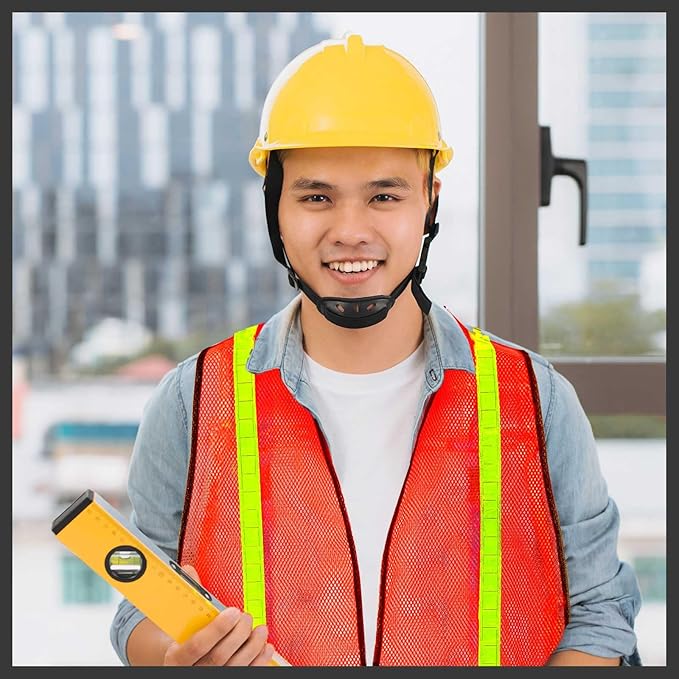 Haysandy 20 Pcs High Visibility Reflective Safety Vest Construction Vest Strips Neon Mesh Universal Size for Men Outdoor (Bright Orange)