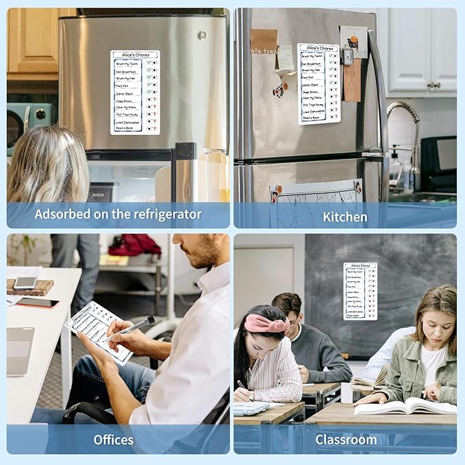 Chore Chart for Kids Dry Erase Board for Fridge, Magnetic Visual Schedule, ADHD Tools,to Do List Routine Chart Sliding Checklist