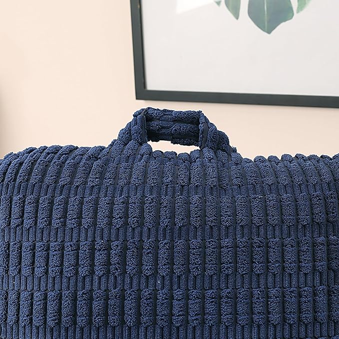 Reading Pillow for Sitting in Bed, Large Backrest Reading Pillow with Arm Rest,Back-Rest Support Cushion for Sit Up on Couch, Sofa, and Floor, Dorm Essentials (Dark Blue Corduroy, Standard(17"))