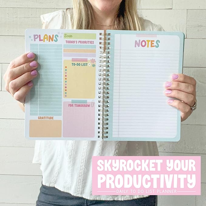 Undated Daily Planner Notebook - Undated Planner Notebooks, Daily To Do List Planners, To Do List Notebook for Work Organization, Day Schedule Planners for Kids and Adults