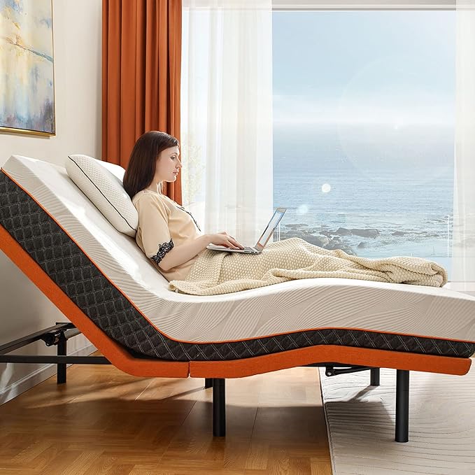 King Adjustable Bed Frame Base - Easy to Install in 5 Minutes, Massage, Wireless Remote, Foot&Head Inclined, Zero Gravity, Dual USB Ports, Under Bed Light, 3000 Premium Series