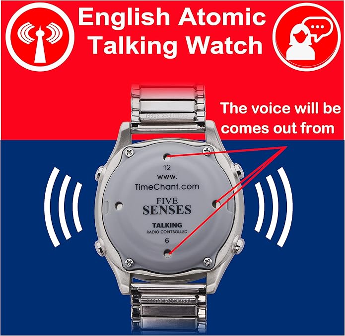 FIVE SENSES Atomic Talking Watch Seniors Men Women Loud Talking Sound Alarm for Visually Impaired