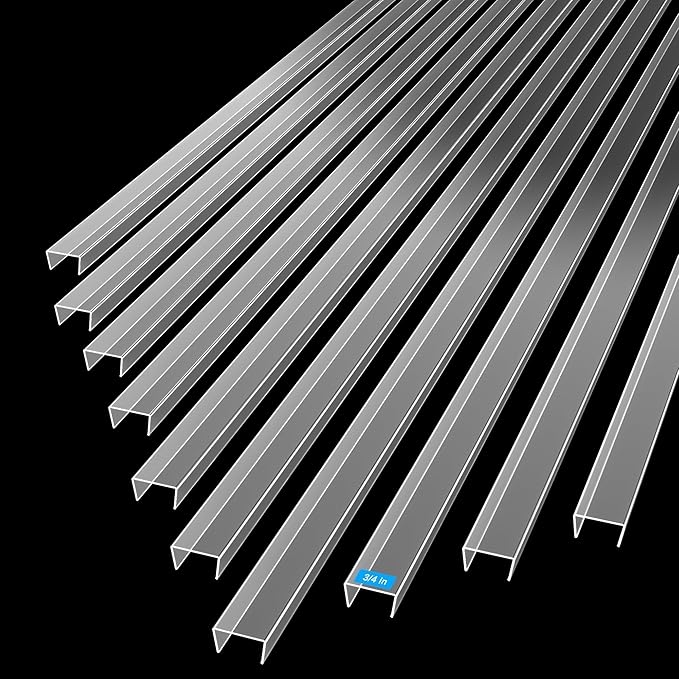 MONOID Drawer Edge Protector, Slip-On Clear Table Corners Guards, Door Kitchen Furniture Bumper, Prevent Wear, Impact Protection, Ease to Cut, 3/4" Thick, 24" Length – Clear, Pack of 10