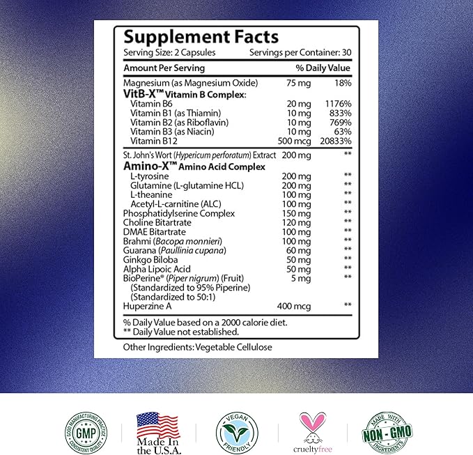 Research Verified Brain Booster - Brain Supplement for Memory and Focus, Nootropic Supplement for Cognitive Support - 60 Vegan Capsules - 1 Month Supply