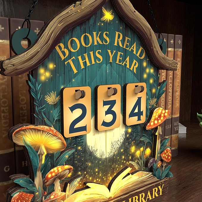 Personalized Books Read This Year Counter with Name, Book Tracker for Reading Goal Challenge, Bookish Gifts for Teachers, Writers, and Literary Fans, Home Library Décor, Bookshelf Accessories