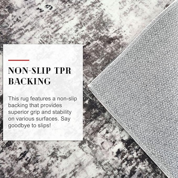 Modern Abstract Runner Rug 2x6, Black Grey Washable Kitchen Runner Non-Slip Soft Hallway Rug Runner Thin Print Faux Wool Carpet for Entryway Bedroom Laundry Room Indoor Home Decor