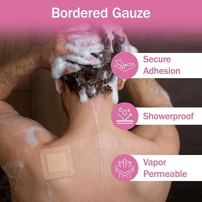 Bordered Silicone Foam Bandages - 10 2x2 Sterile Silicone Foam Dressings for Wound Care, & Dressings - Absorbent Bed Sore Protectors - Good for Sensitive Skin