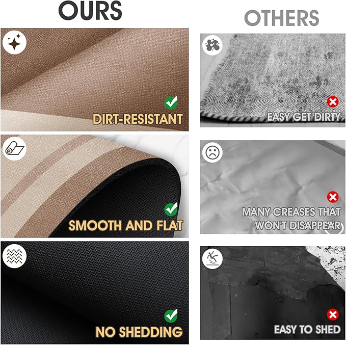 ACCUMTEK Ultra Thin Bath Mat, Upgrade Backing Non Slip Thin Bath Mats Fit Under Door, Quick Dry Ultra Absorbent Bathroom Rugs, Machine Washable Bath Rugs for Bathroom, Bathtub, Taupe/Bordered/24 x17