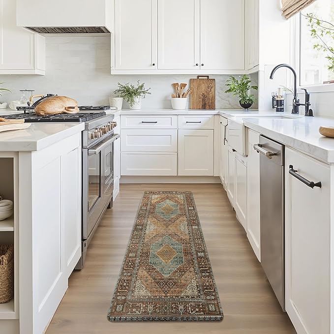 GENIMO Kitchen Mats for Floor, Washable Anti Fatigue Mat for Cushioned,17.3"x59", Waterproof Kitchen Rugs, Non Slip Foam Comfort Standing Mat Rug for Home, Runner, Sink, Office, Laundry, Brick