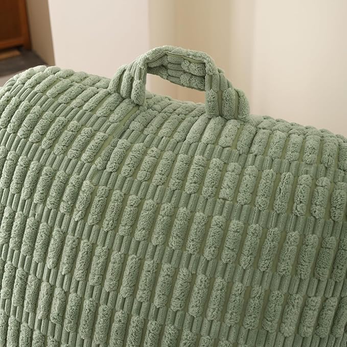 Reading Pillow for Sitting in Bed, Large Backrest Reading Pillow with Arm Rest,Back-Rest Support Cushion for Sit Up on Couch, Sofa, and Floor, Dorm Essentials (Green Corduroy, Large(19"))