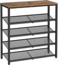 VASAGLE Shoe Rack for Entryway, 5-Tier Shoe Rack Organizer with Storage Shelves and Spacious Top, Freestanding, Adjustable, Industrial, Honey Brown and Ink Black ULBS038K01