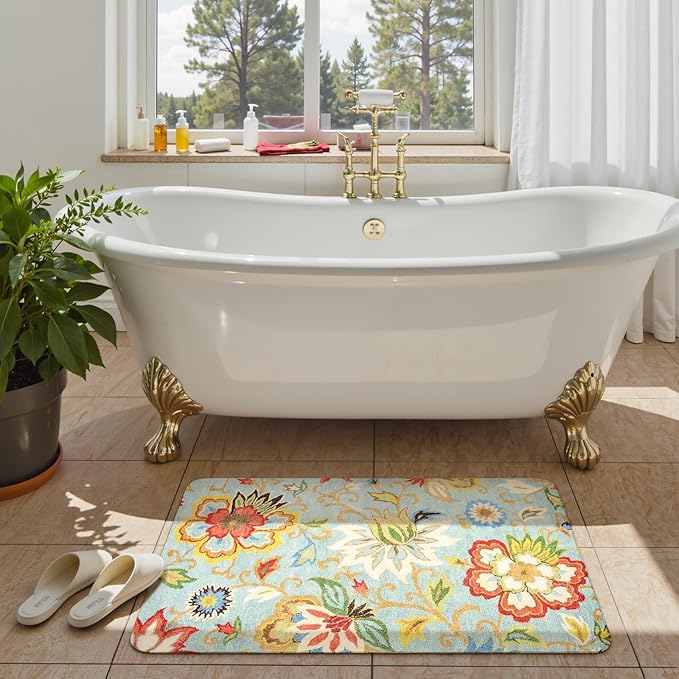 Lahome Collection Modern Floral Area Rug - 2’X 3’ Non-Slip Colorful Vintage Throw Area Rug Accent Distressed Floor Carpet for Living Room Bedrooms Decor (2’X 3’, Paisley)