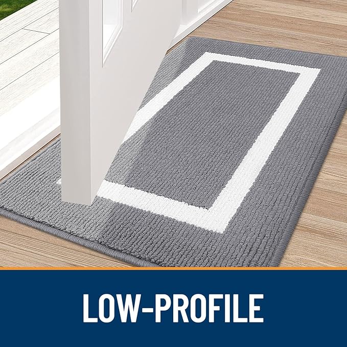 OLANLY Indoor Door Mat, 71x47, Non-Slip Absorbent Resist Dirt Entrance Mat, Washable Low-Profile Inside Entry Doormats for Entryway, Grey