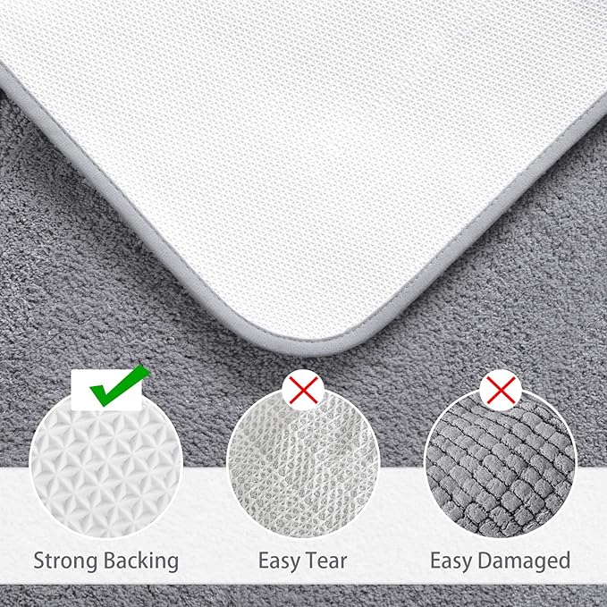 LOCHAS Bathroom Rug Set Light Grey, Soft Bath Rug Set 2 Piece Set, Toilet Mat U-Shaped 20x20 and 24x48 Bath Rugs, Quickly Dry Mats for Bathroom, Tub, Washable, Super Absorbent Floor Mat