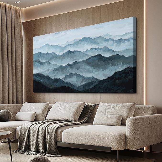 YISXINOAG Landscape Canvas Wall Art Modern Abstract Wall Art Canvas Art Wall Decor Grey Green Mountain Modern Home Artwork on Bedroom, Dining Room Abstract Wall Decor Ready to Hang Size 24"X48"