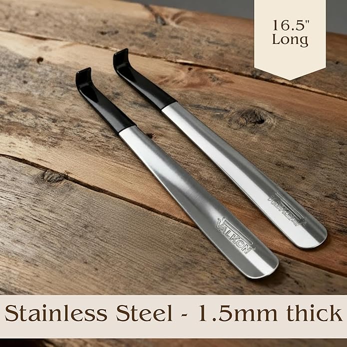 FALKON Shoe Horn Long Handle- Metal Shoe Horn Sets for Men, Women and Children, TSA Friendly