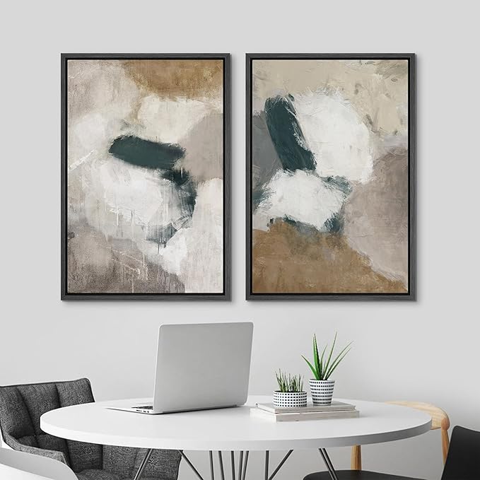 MUDECOR Framed Canvas Print Wall Art Vintage Mid-Century Colorful Pattern Illustrations Modern Art Decorative Bohemian Colorful Chic for Living Room, Bedroom, Office - 16"x24"x2 Black