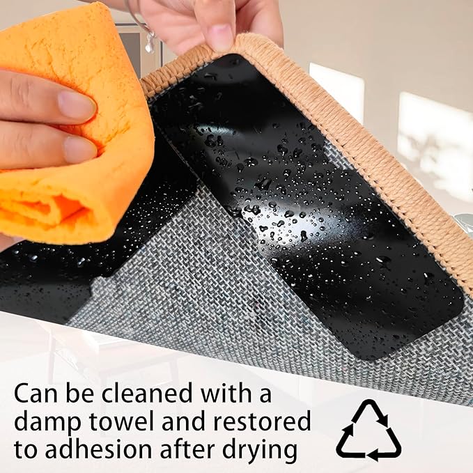 Rug Pad Grippers for Hardwood Floors & Tiles - No Damage Washable & Reusable, Double-Sided Non Slip Strong Adhesive Rug Pads Keep Corners Flat (24)
