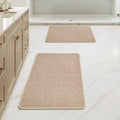 MIULEE Set of 2 Ultra Thin Bathroom Rugs, Rubber Bath Mats for Bathroom Non Slip, Quick Dry Absorbent Bath Rug Machine Washable, Fit Under Door, Shower, Sink, Home Decor, Beige, 20"x24"+17"x27"