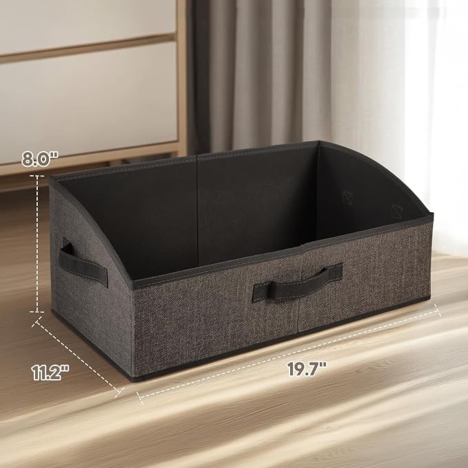 DAYARD Fabric Bins [1-Pack], Trapezoid Storage Bins with Handles, Foldable Baskets Storage Boxes for Shelves, Closet, Bookshelf, Organizer Containers, 20 x 11 x 8 inch Coffee…