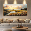 FUHAIHUA Wood Framed Canvas Wall Art For Living Room Large Wall Decor For Office Bedroom Decorations Sunset Landscape Pictures Farmhouse Painting Artwork Room Wall Mural Aesthetic Home Decor 32x72 In