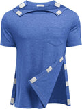 Deyeek Shoulder Post Surgery Recovery Shirts for Men Full Tear Away Short Sleeve T Shirt Adaptive Chemo Clothing