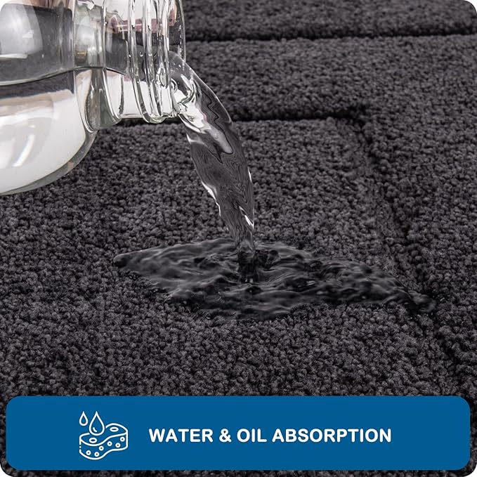 PURRUGS Machine Washable Kitchen Rug 32" x 47", Non-Slip/Skid Kitchen Runner Rugs & Floor Mats, Super Absorbent Soft Standing Mats for Kitchen, Sink & Laundry, Charcoal