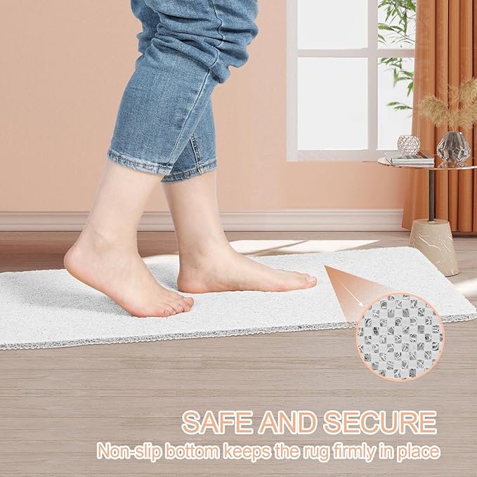 Joyhalo Shower Mat Bathtub Mat Non Slip, Bathmats Non Slip, Quick Drying Foot Scrubber Loofah Mats for Shower, Tub, Bathroom, Home, 47x16inch, Grey