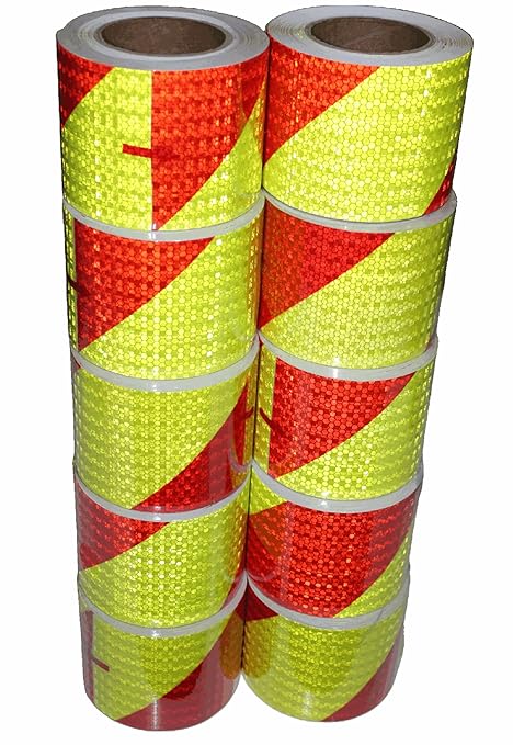 Reflective Tape 4 inch X 66 feet X 10 Rolls, Outdoor Waterproof Hazard Conspicuity Safety Warning Industrial Marking Tape