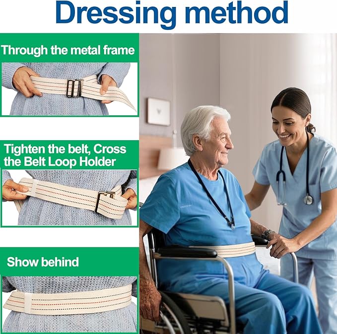 Aliseniors 10 Pack Transfer and Gait Belt with Metal Buckle - 60 Inch, Standing and Transfer Walking Assist Aid for Seniors, Elderly Patients, Caregiver, Nurse, Therapist