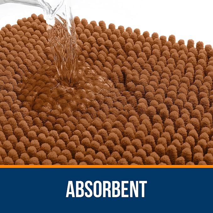 OLANLY Bathroom Rugs 30x20, Extra Soft Absorbent Chenille Bath Rugs, Rubber Backing Quick Dry, Machine Washable Bath Mats for Bathroom Floor, Tub and Shower, Home Decor Accessories, Ochre
