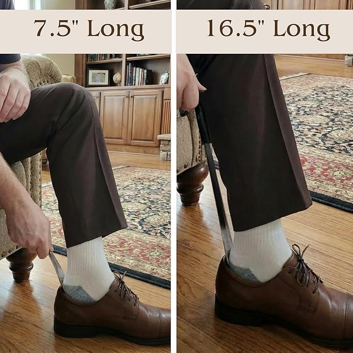 FALKON Shoe Horn Long Handle- Metal Shoe Horn Sets for Men, Women and Children, TSA Friendly