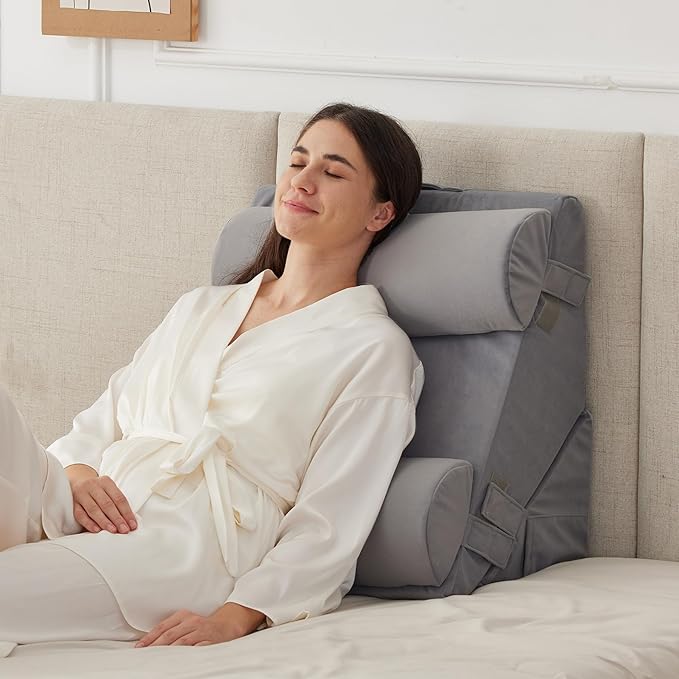 4PCS Wedge Pillow Set for After Surgery, Adjustable 9&12 Inch Bed Wedge Pillow for Sleeping, Incline Pillow Wedge for Headboard, Post Surgery, Acid Reflux, Neck&Back Support, Velvet