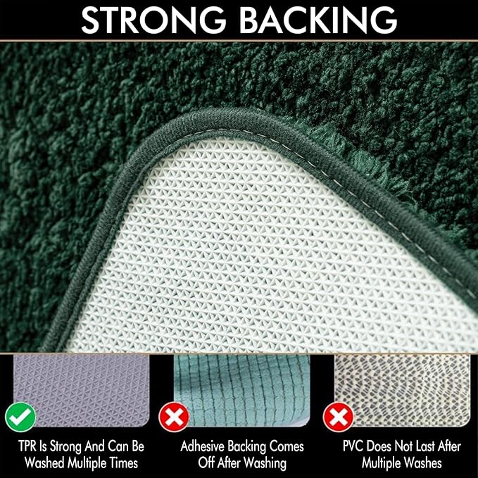 MIULEE Christmas Dark Green Toilet Rugs U Shaped, Absorbent Microfiber Contour Bath Mats for Bathroom Floor, Anti-Slip Machine Wash Dry, 20'' x 20''