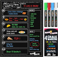 CHALKY CROWN Magnetic Dry Erase Menu Board for Fridge Includes 4 Liquid Chalk Markers - Weekly Meal Planner Blackboard, Grocery List & Notepad for Kitchen Refrigerator - Chalkboard Magnet 15.6" x11.6