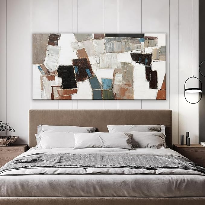 Dimpaga Abstract Wall Art Pictures for Living Room Wall Decor Modern Wall Art Decor Minimalist Geometric Line Artwork for Walls Textured Wall Art Prints Bedroom Office Decor 24"X48"